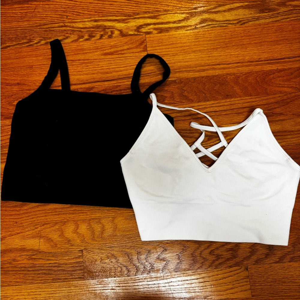 Black and White Women's Crop Tops/Sports Bras